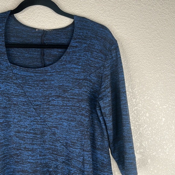 Black & Blue Space Dye Lagenlook Casual Flowy 3/4 Sleeve Top Size Medium - Picture 2 of 5